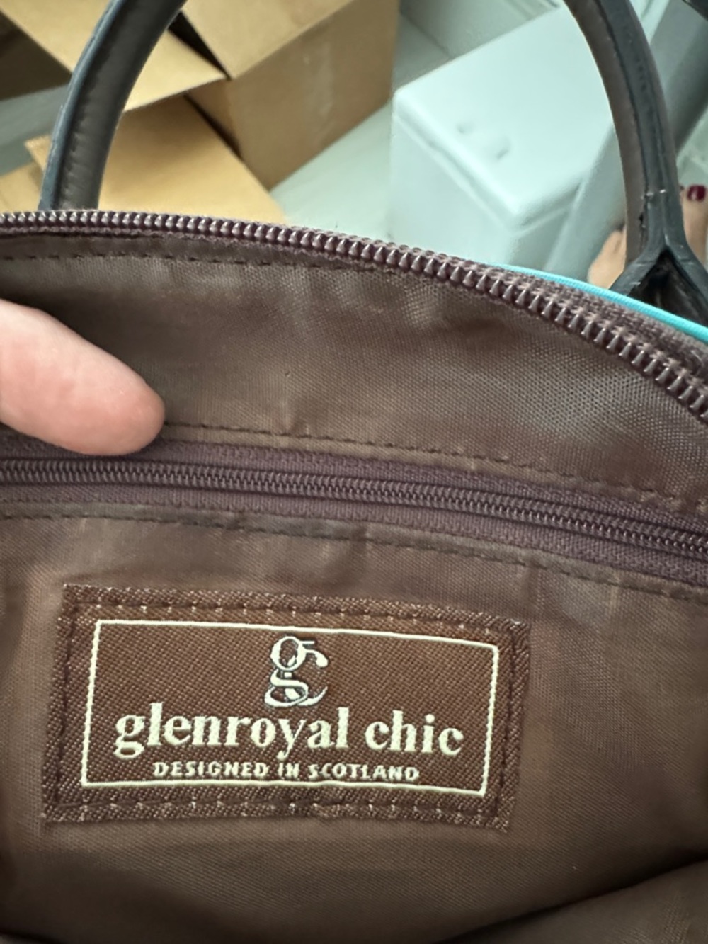 Glenroyal Chic Vintage Mini Tote Bag with Leather Accents Designed in Scotland - Picture 6 of 11